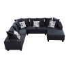 [VIDEO provided] [New] 110*85" Modern U Shape Sectional Sofa, Velvet Corner Couch with Lots of Pillows Included,Elegant and functional indoor furnitur