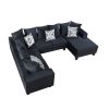 [VIDEO provided] [New] 110*85" Modern U Shape Sectional Sofa, Velvet Corner Couch with Lots of Pillows Included,Elegant and functional indoor furnitur