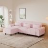 The 84.6-inch pink teddy fleece creative sofa can be assembled into a two-seater sofa plus a single couch with three waist pillows to perfectly stretc