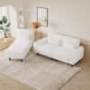 The 84.6-inch beige teddy fleece creative sofa can be assembled into a two-seater sofa plus a single couch with three waist pillows to perfectly stret