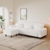 The 84.6-inch beige teddy fleece creative sofa can be assembled into a two-seater sofa plus a single couch with three waist pillows to perfectly stret