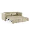 3 in 1 Pull-Out Bed Sleeper, Modern Upholstered 3 Seats Lounge Sofa & Couches with Rolled Arms Decorated with Copper Nails , Convertible Futon 3 Seats