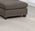 Sectional sofa Tan Color Velvet Fabric Reversible Chaise Sofa Sectional w Pillows Cocktail Storage Ottoman 3pc Set