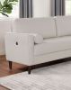 Contemporary Style Off-White 1pc Sofa Leatherette Upholstered w USB Bench Style Seating Bolster Pillows