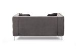 59.4 Inch Wide Grey Velvet Sofa with Jeweled buttons; Square Arm ; 2 Pillow