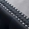 82.3&quot; Width Modern Velvet Sofa Jeweled Buttons Tufted Square Arm Couch Black; 2 Pillows Included