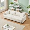 2345 beige corduroy fabric, sofa can be converted into a sofa bed with two throw pillows, suitable for living room and other scenes