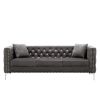 2 Piece Modern Velvet Living Room Set with Sofa and Loveseat; Jeweled Button Tufted Copper Nails Square Arms; 4 Pillows Included