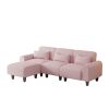 The 84.6-inch pink teddy fleece creative sofa can be assembled into a two-seater sofa plus a single couch with three waist pillows to perfectly stretc