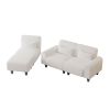 The 84.6-inch beige teddy fleece creative sofa can be assembled into a two-seater sofa plus a single couch with three waist pillows to perfectly stret