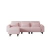 The 84.6-inch pink teddy fleece creative sofa can be assembled into a two-seater sofa plus a single couch with three waist pillows to perfectly stretc