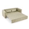 3 in 1 Pull-Out Bed Sleeper, Modern Upholstered 3 Seats Lounge Sofa & Couches with Rolled Arms Decorated with Copper Nails , Convertible Futon 3 Seats