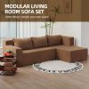 L-Shape Sectional Sofa, Modular Sectional Living Room Sofa Set, Minimalist Style Couch, Upholstered Snow Velvet Sleeper Sofa with pillows for Living R
