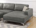Left Facing Sofa, Right Facing Chaise Sectional Set Antique Grey Breathable Leatherette Sleek Modern 2pc Sectional w Pillows
