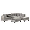 105" Modern Sectional Sofa with Storage Ottoman, L-Shape Couch with 2 Pillows and Cup Holder,Sectional Sofa with Reversible Chaise for Living Room,Gra