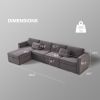 Modern Velvet Modular Sectional Sofa, L Shape Convertible Sofa Set with Pillows, Oversized Sectional Couches with Storage Ottomans for Living Room, Lo