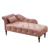 60.6&quot; Velvet Chaise Lounge Buttons Tufted Nailhead Trimmed Solid Wood Legs with 1 Pillow; Rose (Left Arm Design as Shown in the Picture)