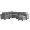 [VIDEO provided][New] 120*93" Modern U Shape Modular Sofa with Storage Ottoman,Luxury 7 Seat Sectional Couch Set with 2 Pillows Included,Freely Combin