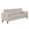 Contemporary Style Off-White 1pc Sofa Leatherette Upholstered w USB Bench Style Seating Bolster Pillows