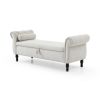 63&quot; Velvet Multifunctional Storage Rectangular Sofa Stool Buttons Tufted Nailhead Trimmed Solid Wood Legs with 1 Pillow; Beige