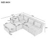 Free-Combined Sectional Sofa 5-seater Modular Couches with Storage Ottoman, 5 Pillows for Living Room, Bedroom, Office, Blue Green