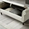 63&quot; Velvet Multifunctional Storage Rectangular Sofa Stool Buttons Tufted Nailhead Trimmed Solid Wood Legs with 1 Pillow; Beige