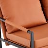 Modern Two-Seater Sofa Chair with 2 Pillows - PU Leather, High-Density Foam, Black Coated Metal Frame.Brown SF-D008