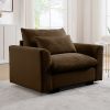 Brown Corduroy Deep Seat Single Sofa Accent Chair,Deep Seat Couch with Waist Pillow for Living Room/Apartment/Office