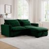 Sectional Sofa Comfy Corduroy Couch for Living Room with Pillows and Round Armrests, Modern Corduroy Sofa Sleeper Deep Couches with Storage Ottoman (G