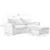 Sectional Sofa Comfy Corduroy Couch for Living Room with Pillows and Round Armrests, Modern Corduroy Sofa Sleeper Deep Couches with Storage Ottoman (G