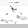 HOMCOM Convertible Floor Sofa Chair, Folding Couch Bed, Guest Chaise Lounge with 2 Pillows, Adjustable Backrest and Headrest, 40.25" L, Beige