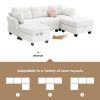[VIDEO provided] [New] 92*63"Modern Teddy Velvet Sectional Sofa,Charging Ports on Each Side,L-shaped Couch with Storage Ottoman,4 seat Interior Furnit