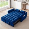 55.1-inch 3-in-1 convertible sofa bed, modern velvet double sofa Futon sofa bed with adjustable back, storage bag and pillow, for living room, bedroom