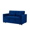 55.1-inch 3-in-1 convertible sofa bed, modern velvet double sofa Futon sofa bed with adjustable back, storage bag and pillow, for living room, bedroom