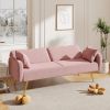 70.47" Pink Fabric Double Sofa with Split Backrest and Two Throw Pillows,Suitable for living room, apartment, home office
