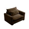 Brown Corduroy Deep Seat Single Sofa Accent Chair,Deep Seat Couch with Waist Pillow for Living Room/Apartment/Office