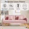 70.47" Pink Fabric Double Sofa with Split Backrest and Two Throw Pillows,Suitable for living room, apartment, home office