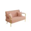 59inch pink teddy fleecesof, two throw pillows, suitable for living room, apartment, home office