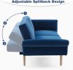 78'' Velvet Futon Sofa Bed, Convertible Sleeper Bed with Adjustable Armrests and Backrest, Loveseat Sleeper Sofa with 2 Pillows, Modern Futon Couches