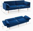 78'' Velvet Futon Sofa Bed, Convertible Sleeper Bed with Adjustable Armrests and Backrest, Loveseat Sleeper Sofa with 2 Pillows, Modern Futon Couches