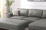 Left Facing Sofa, Right Facing Chaise Sectional Set Antique Grey Breathable Leatherette Sleek Modern 2pc Sectional w Pillows
