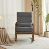 100*65*101cm High Back Belt Waist Pillow Log Color Solid Wood Armrest Backrest Seat Frame Iron Frame Indoor Rocking Chair/armchair dual use Dark Gray