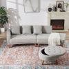 107" Contemporary Sofa Stylish Sofa Couch with a Round Storage Ottoman and Three Removable Pillows for Living Room, Grey