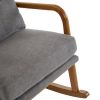 100*65*101cm High Back Belt Waist Pillow Log Color Solid Wood Armrest Backrest Seat Frame Iron Frame Indoor Rocking Chair/armchair dual use Dark Gray