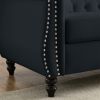 58.8" Chesterfield Sofa Black Velvet for Living Room, 2 Seater Sofa Tufted Couch with Rolled Arms and Nailhead for Living Room, Bedroom, Office, Apart