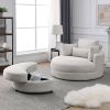 [Video] Welike Swivel Accent Barrel Modern Sofa Lounge Club Big Round Chair with Storage Ottoman Linen Fabric for Living Room Hotel with Pillows . *2P