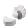 [Video] Welike Swivel Accent Barrel Modern Sofa Lounge Club Big Round Chair with Storage Ottoman TEDDY Fabric for Living Room Hotel with Pillows. *2PC