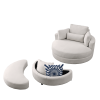 [Video] Welike Swivel Accent Barrel Modern Sofa Lounge Club Big Round Chair with Storage Ottoman Linen Fabric for Living Room Hotel with Pillows . *2P