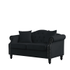 57" Chesterfield Sofa Black Velvet for Living Room, 2 Seater Sofa Tufted Couch with Rolled Arms and Nailhead for Living Room, Bedroom, Office, Apartme
