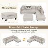 105" Modern Sectional Sofa with Storage Ottoman, L-Shape Couch with 2 Pillows and Cup Holder,Sectional Sofa with Reversible Chaise for Living Room,Lig